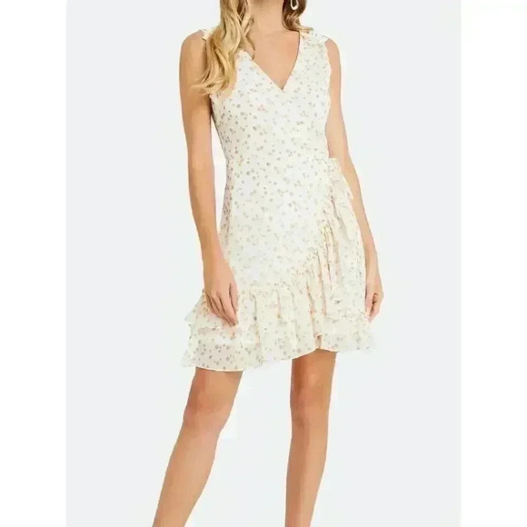 LUSH Printed Sleeveless Wrap Mini Dress Size Small - Picture 1 of 11